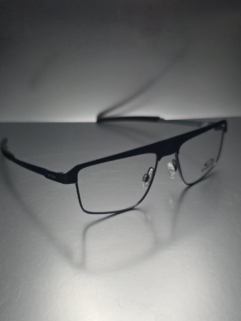 Oakley Black Rectangular Semi-Rimless Metal Eyeglass Frames